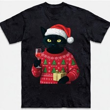 Cat Christmas Drinking Wine