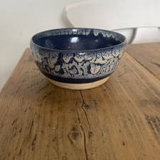 Blue Pottery Bowl Hand Thrown Stoneware Kitchenware Handmade Rokers Pottery 89