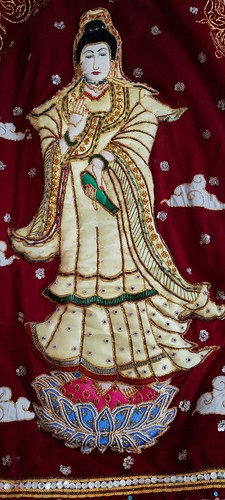 Vintage embroided silk wall - vintage,