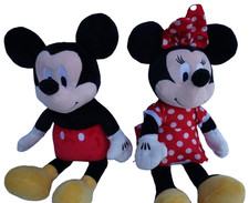 Official Disney 12" Mickey Mouse & Minnie Mouse Soft Toy Plush Medium 2 Pack Set