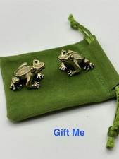 Two Cute Brass Frog Ornaments