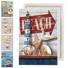 Nautical Beach Vintage Collection Canvas Wall Art Pictures On Frame 30x40cm