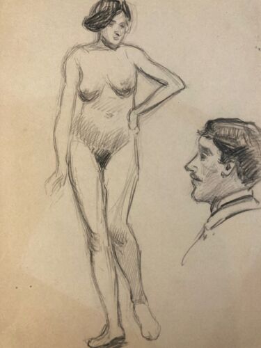 Nude drawing studio woman - drawing,