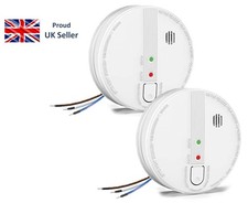 Wired Smoke Alarm, Interlinked Fire Alarm with LED Indicator. 9V Battery Back-up