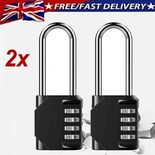 2 Pack Long Shackle Combination Lock 4 Digit Outdoor Waterproof Padlock Travel