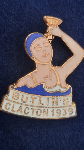 Vintage enamel badge butlins - enamel,