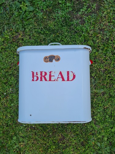 Vintage enamel bread bin - enamel,