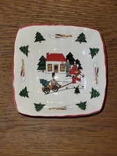 Vintage Masons Ironstone England Christmas Village Design Square sweet Dish