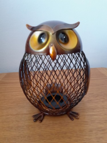 Owl shaped metal money box - money,