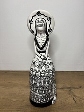 Catrina Day Of The Dead Skeleton 13” Mexican Pottery Statue Red Ceramic