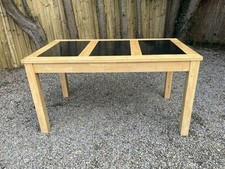 Modern Dining Table Beech Granite Top 6 Seater Kitchen Diner Bistro Country