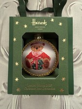 Harrods Christmas bear 2025 glass bauble limited edition with gift bag