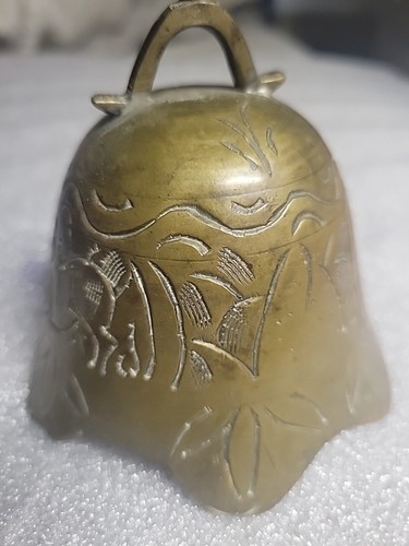 Hand etched solid brass bell - etched,