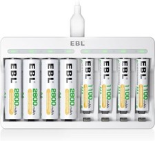 EBL 8 Slots AA AAA Battery Charger and 4 AA + 4 AAA Rechargeable Batteries (M2)