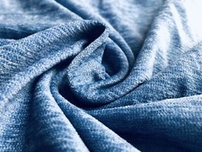 Blue Chenille Curtain single panel heavy width 67 by 75" drop