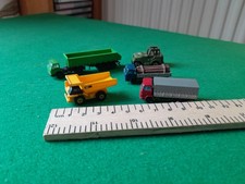 2 WIKING, MATTEL,  1:150  MINIATURE TRUCKS  PLUS 2 METAL MINIATURE TRUCKS & JEEP