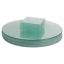 12pc Clear 30cm Round Glass Placemats & Coasters Set Table Place Mats Set