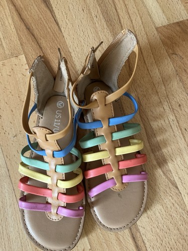 Girl rainbow leather sandals - rainbow,