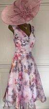 Veromia UK 16 Pink Multi Floral Dress Wedding Mother Guest Races Party Occasion