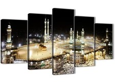 5 Piece Canvas Wall Art Prints - Modern Islamic Mecca Temple - 5190 - 160cm