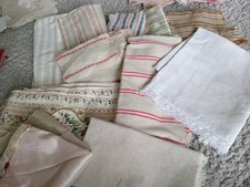 French Vintage Remnants A Bundle. Ticking. Plains Brocades Over 12 Pieces