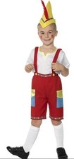 Pinocchio Outfit Socks, Top, Trousers, Hat Children's Boys Fancy Dress Costume