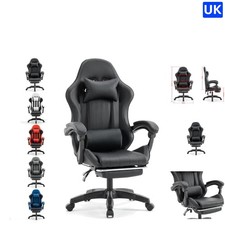 Racing Desk Chair with Reclining Footrest & Lumbar Support - X2022 Black