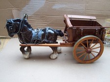 Vintage Shire Horse And Well Made Detailed Wooden Cart.