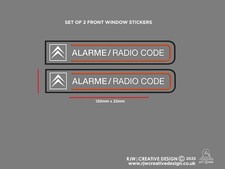 Citroen Alarme / Radio Code  interior window sticker set