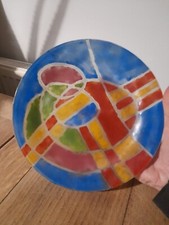 Vintage Colourful Art Glass Plate Signed By Artist