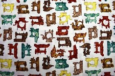 vintage sewing machine fabric , cotton fabric, quilting fabric, Seamless 