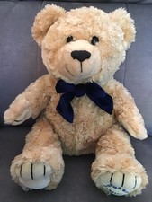 ALLDERS JOSHUA BEAR WITH BLUE BOW APPROX 12”-15” PLUSH TEDDY VINTAGE RARE 