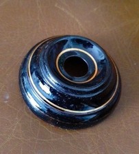 Victorian Ceramic Door Bell Push Plate Black/Gold 3" Width Reclaimed Vintage