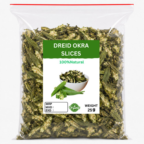 Organic dried okra - organic, slices