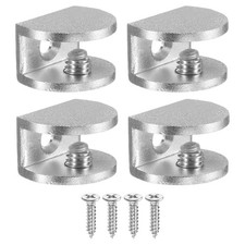 4 Pcs Adjustable Frameless Glass Shelf Brackets, Shower Glass Clamp Clip, Silver