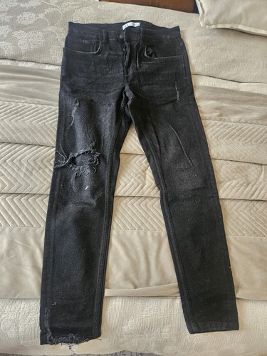 Zara black distressed ripped - zara,