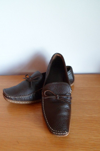 Dark brown grained leather - grained,