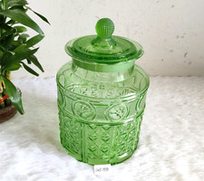 1930s Vintage Green Glass Jar