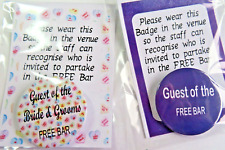 FREE BAR identification Badge - Wedding / Hen / Stag Party / Birthday / Funeral