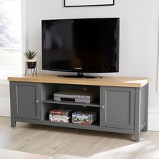 TV Stand 2 Door Cabinet Television Unit Dark Grey Oak Two Tone Shelf Seconds