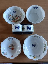 AYNSLEY Cottage Garden, Fine bone china. Collection of dishes and 2 napkin rings
