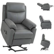HOMCOM Power Lift Chair Electric Riser Armchair with Remote Control, Grey