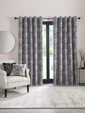 Blackout Eyelet Curtains Romilly Floral Velvet ByLaurence Llewelyn-Bowen Natural