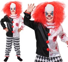 CHILDS KILLER CLOWN COSTUME BOYS GIRLS HORROR SCARY HALLOWEEN FANCY DRESS 