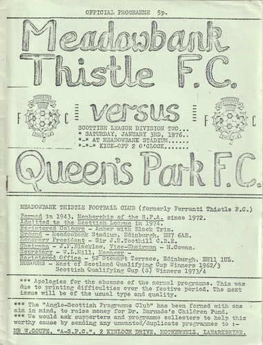 Meadowbank thistle queen s - thistle, queen's