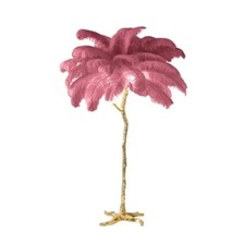 Modern Ostrich Feather LED Floor Lamp Gold Resin Stand Luxury Feathers