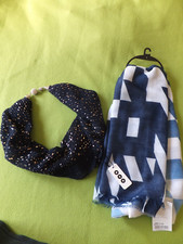 2x Pashmina / Head Scarf Band - Blue - MSH Shawl - Diamante Fastening - FREE P&P