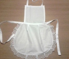  LADIES WHITE FULL COTTON APRON PINNY LACE VINTAGE EDWARDIAN  VICTORIAN MAID