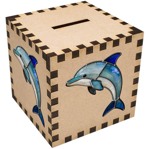 Stained glass dolphin money - 'stained, dolphin'