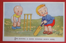 Old BRIAN WHITE Comic CRICKET CRICKETER BAT STUMPS HAVING A GOOD INNINGS HERE